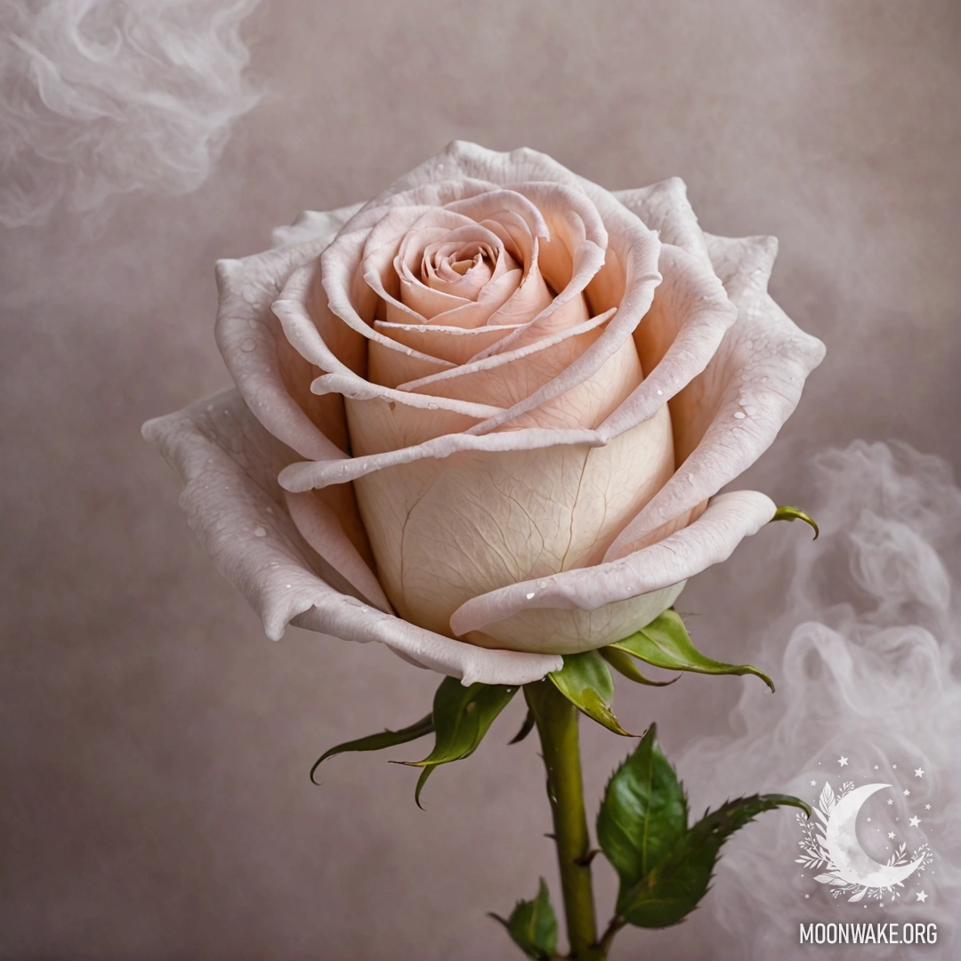 A delicate rose shaped from ethereal fog, capturing the essence of beauty.