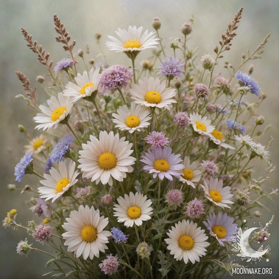 Frosty Coffee-Colored Wildflowers Bouquet A delicate bouquet of wildflowers in shades of coffee, adorned with frost.