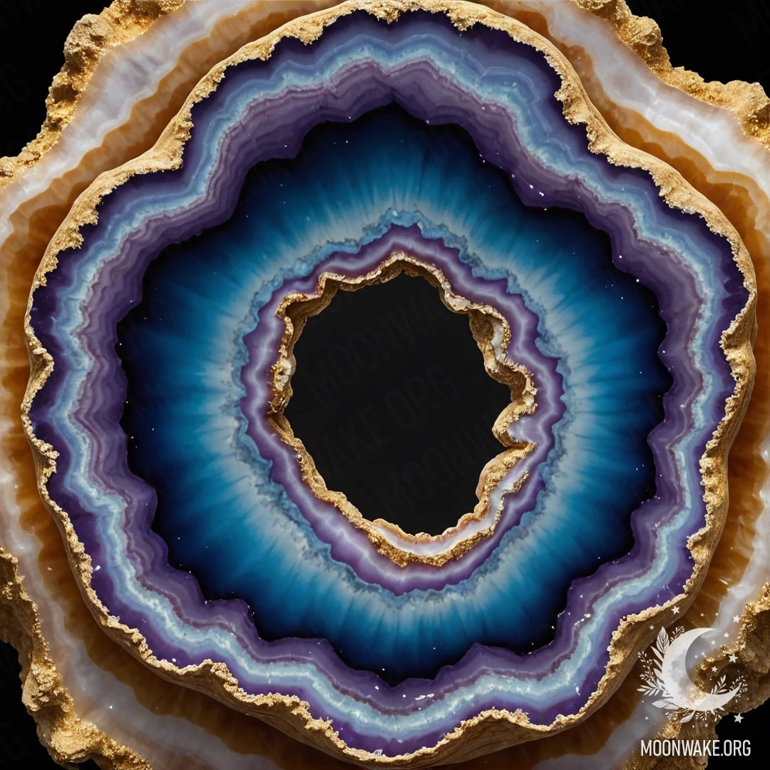 A stunning geode, revealing intricate patterns and colors within.