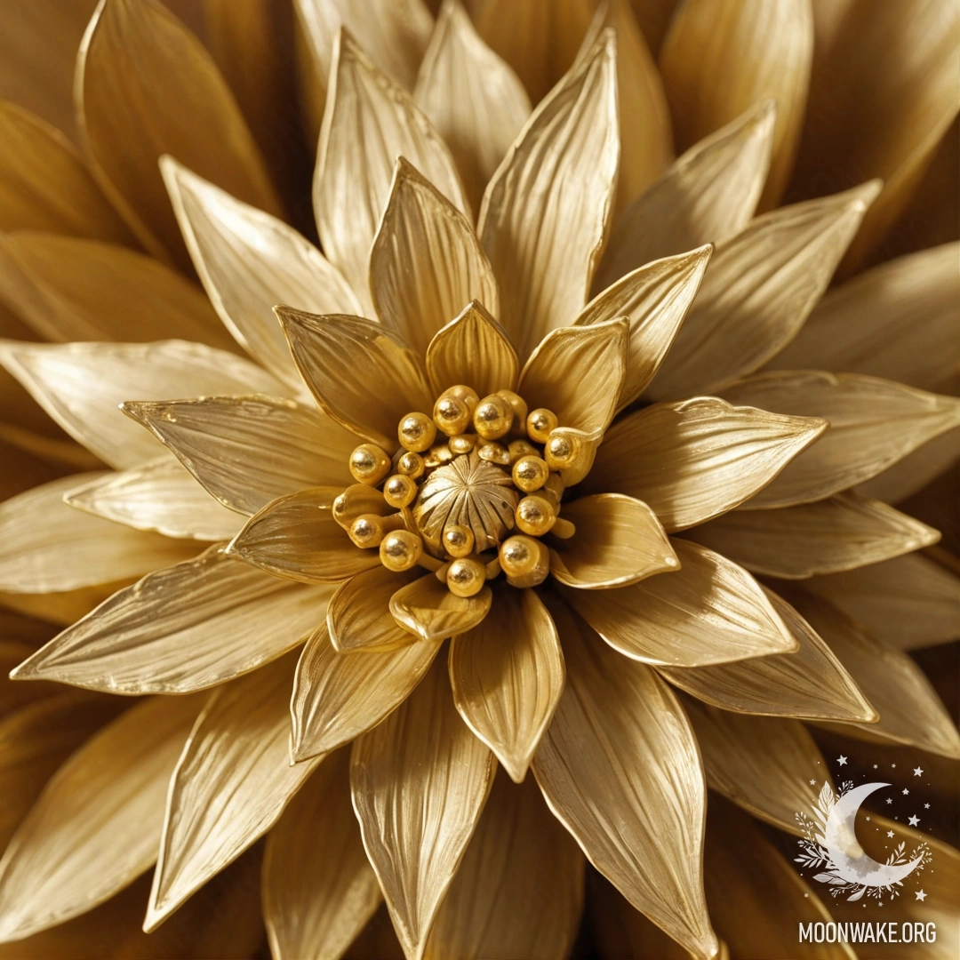 A flower intricately crafted from gold, shining with elegance.