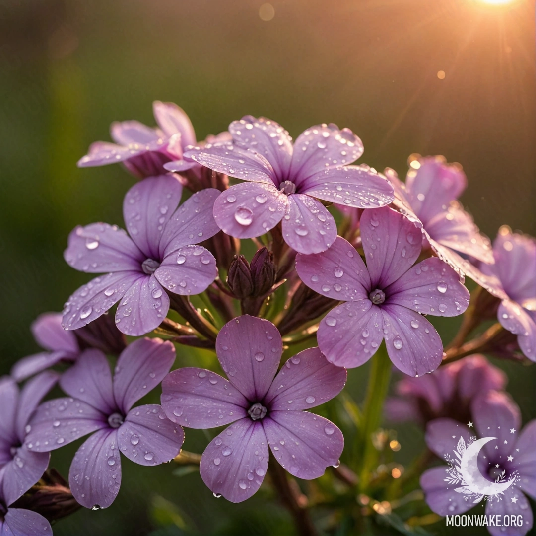 A bouquet of sweet golden geraniums adorned with glistening dew drops.