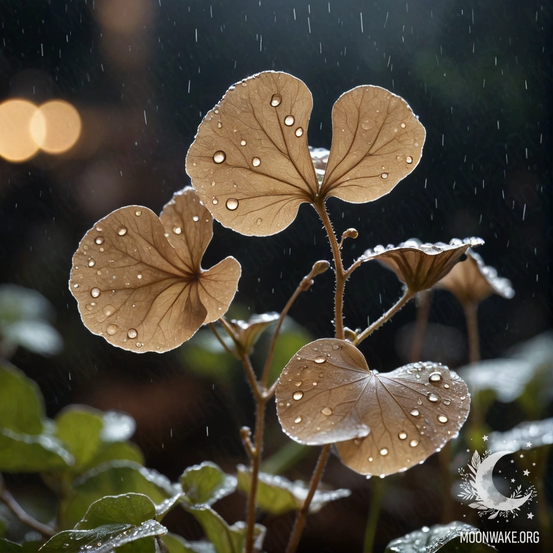 Golden Gladiolus Under Rain with Rhinestones A golden gladiolus flower adorned with rhinestones, drenched in rain, evoking a sense of beauty and delicacy.