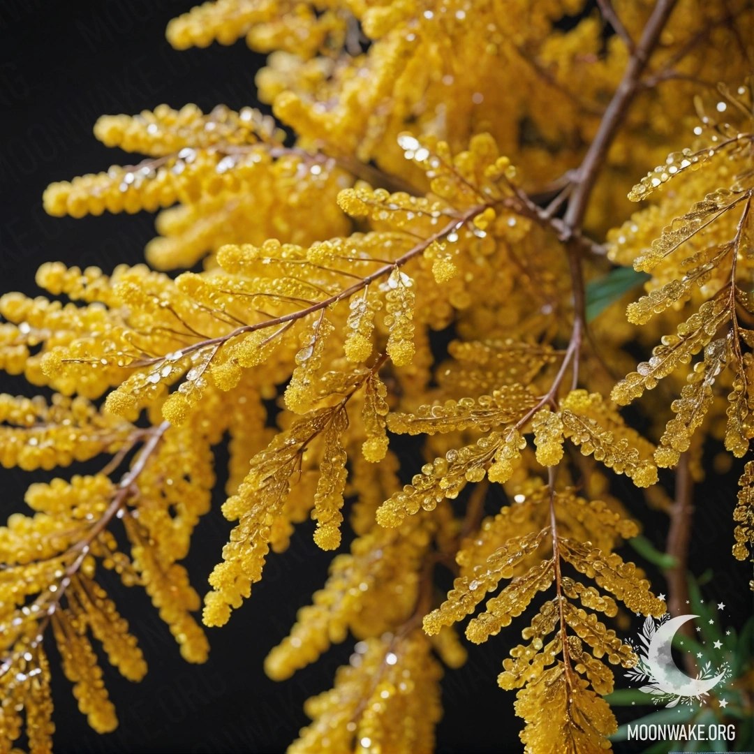 Golden Mimosa with Sequins A beautifully crafted golden mimosa adorned with sequins.
