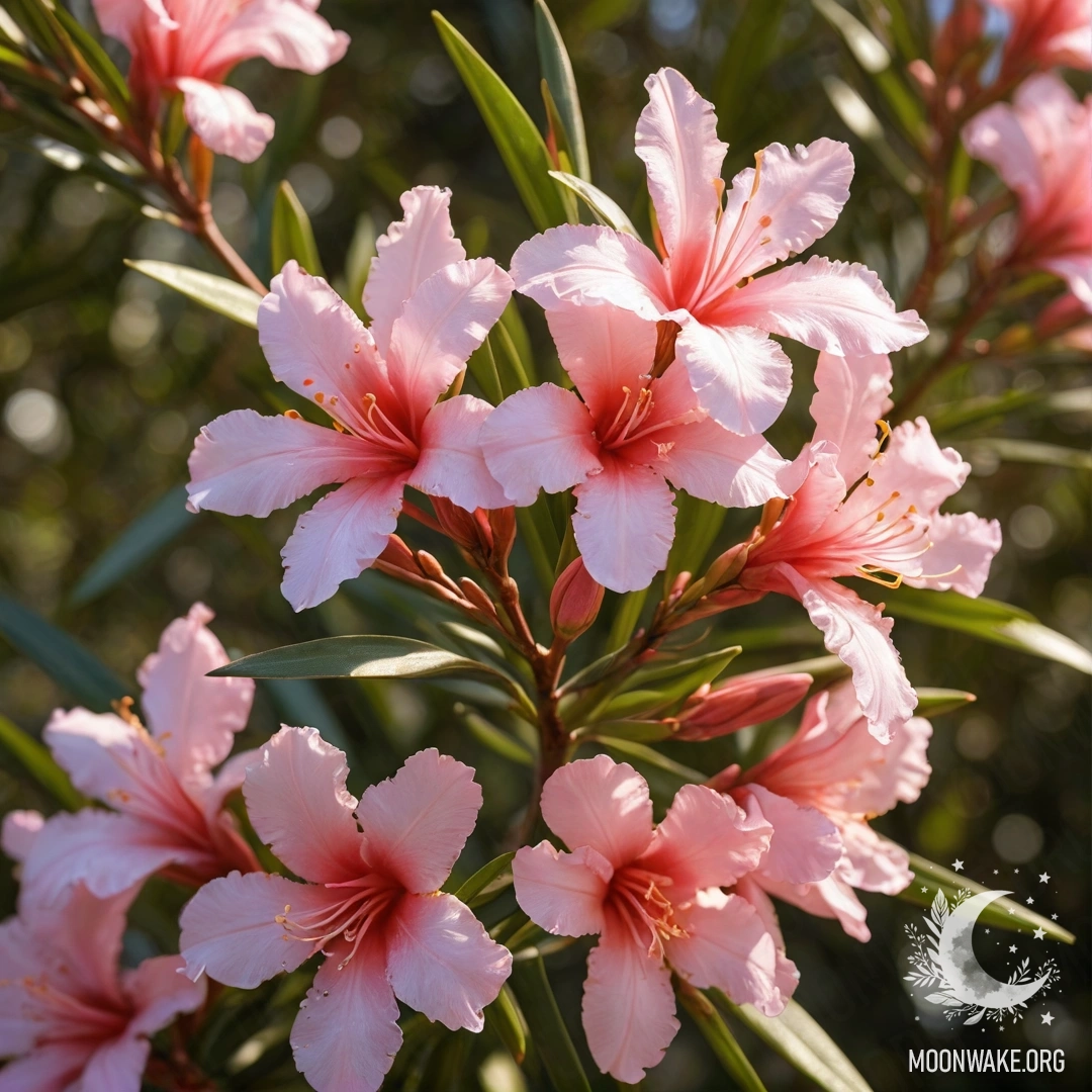 Golden Oleander with Sunlit Patterns A beautiful oleander depicted in golden hues illuminated by sunlight.