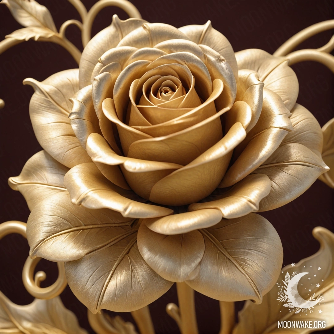 Golden Rose Elegance A stunning rose made of shimmering gold, showcasing intricate details.
