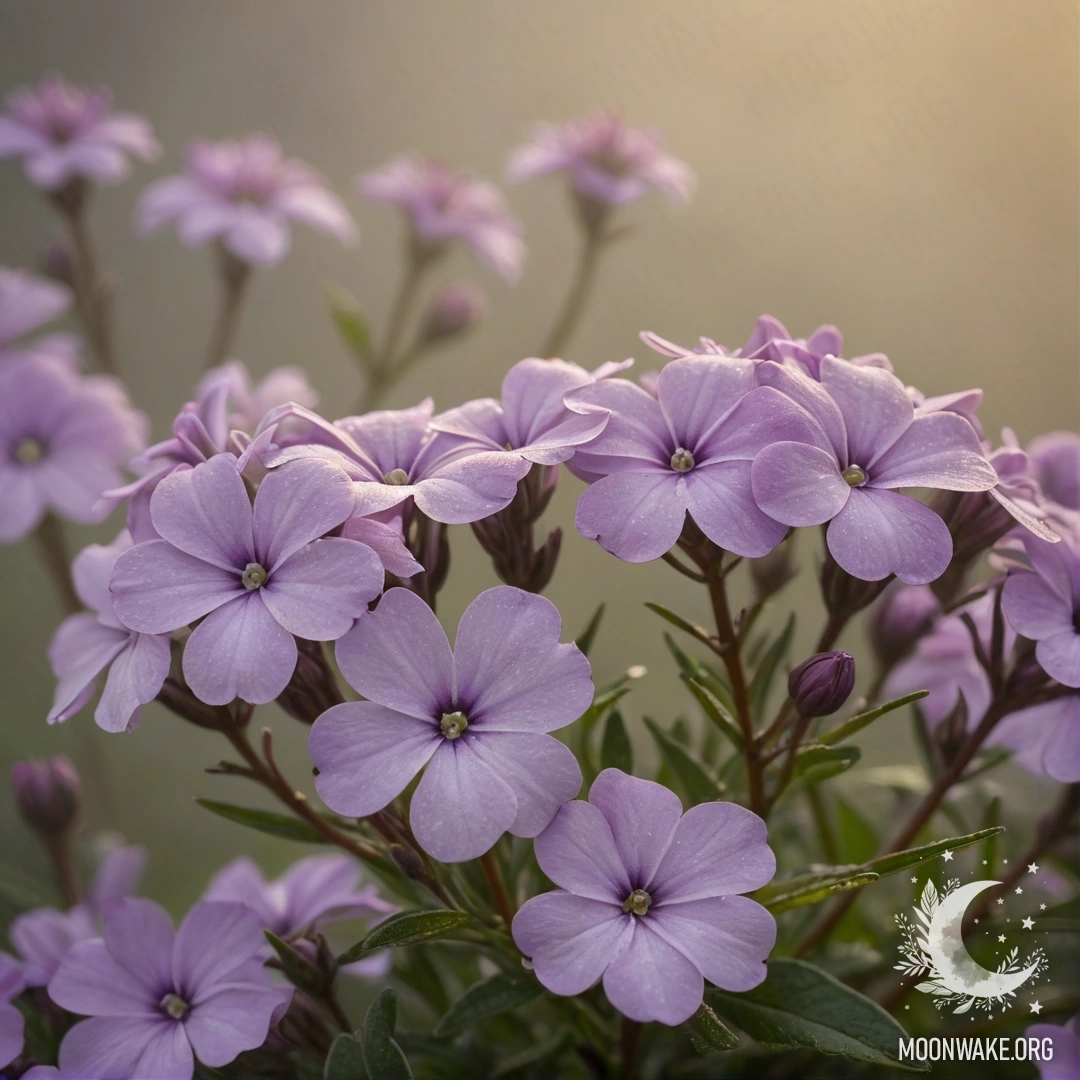 Golden Sweet Phlox in the Fog A photograph of delicate golden phlox flowers emerging from a soft fog.