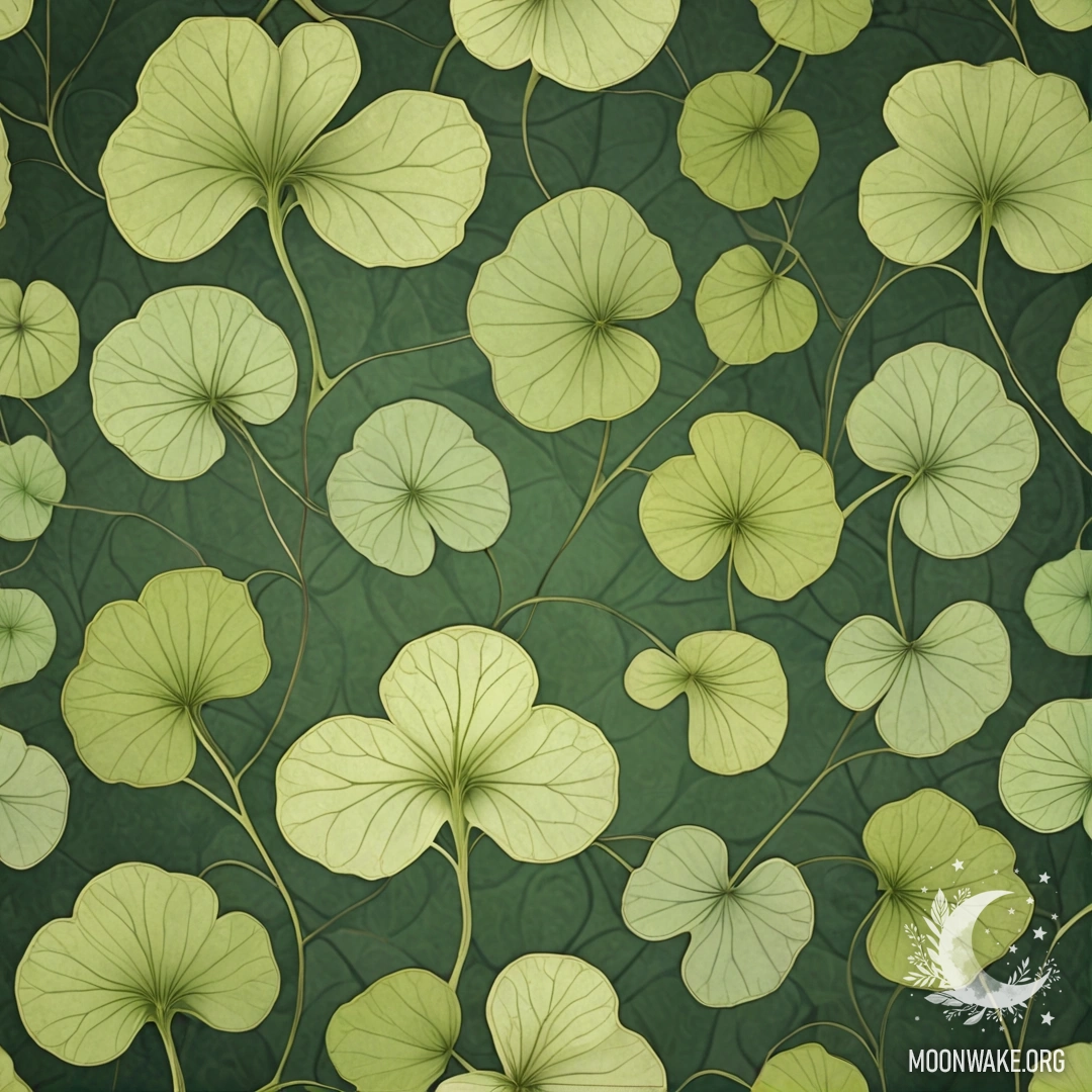 Delicate lime green patterns of lunaria, inspired by Art Nouveau.