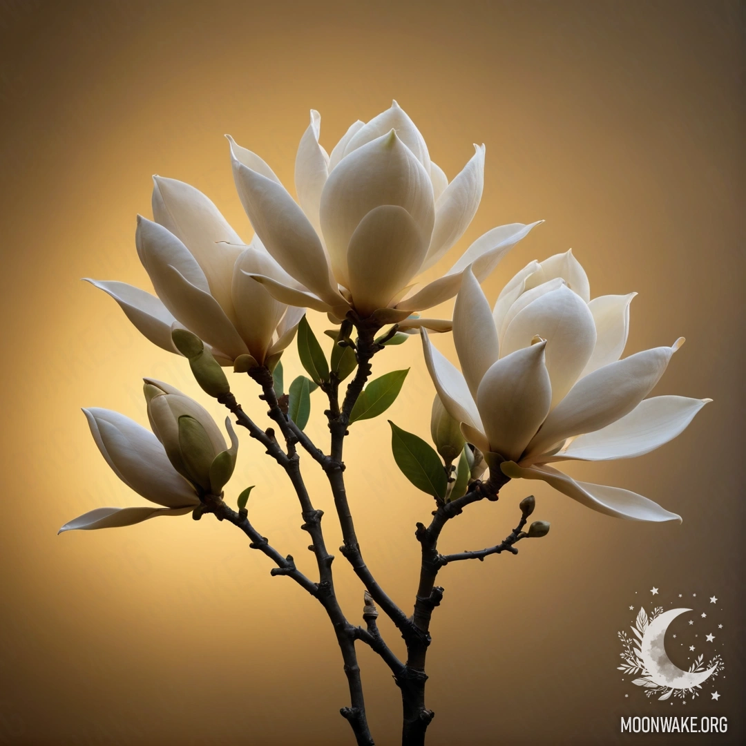 Magnolia Bouquet at Foggy Sunset A bouquet of golden magnolias surrounded by fog at sunset.