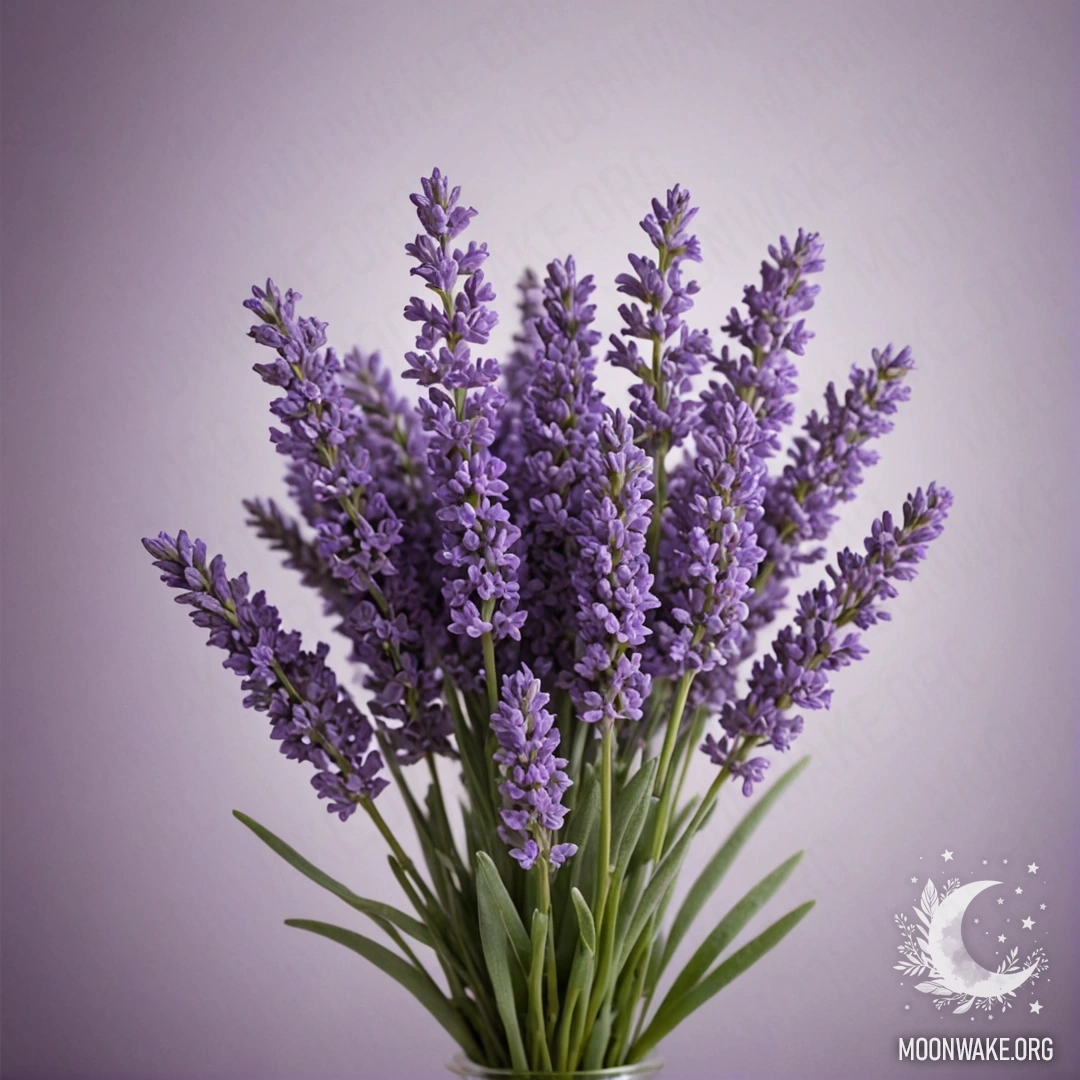 A delicate bouquet of lavender color surrounded by a misty atmosphere.