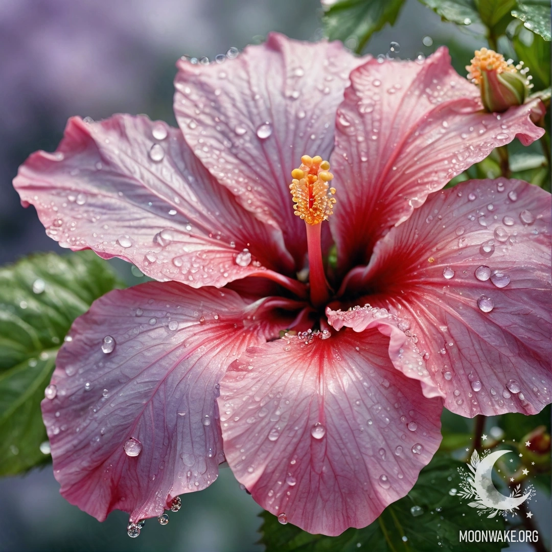 A delicate fern enveloped in mist, illuminated by soft, yellow rays.