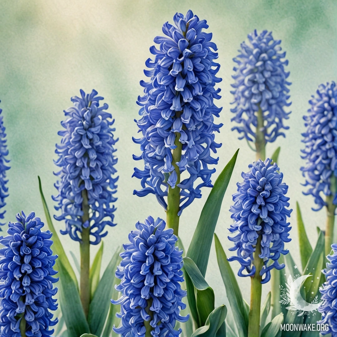 Minimalist Hyacinth in Fog A delicate hyacinth blooming in a foggy background with soft rays of sunlight.