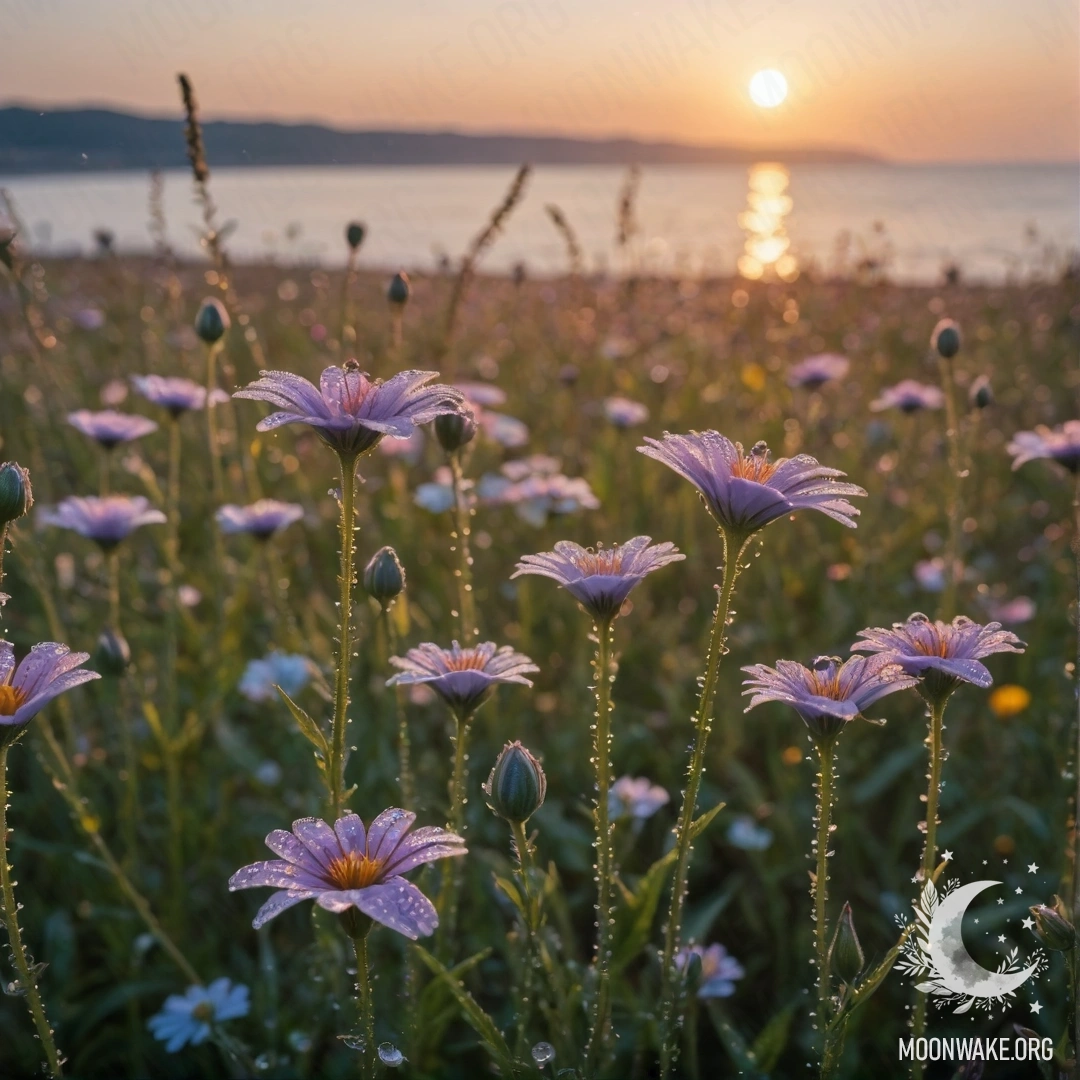 Minimalist Lobelia with Dew Drops A close-up of yellow lobelia flowers adorned with sparkling dew drops.