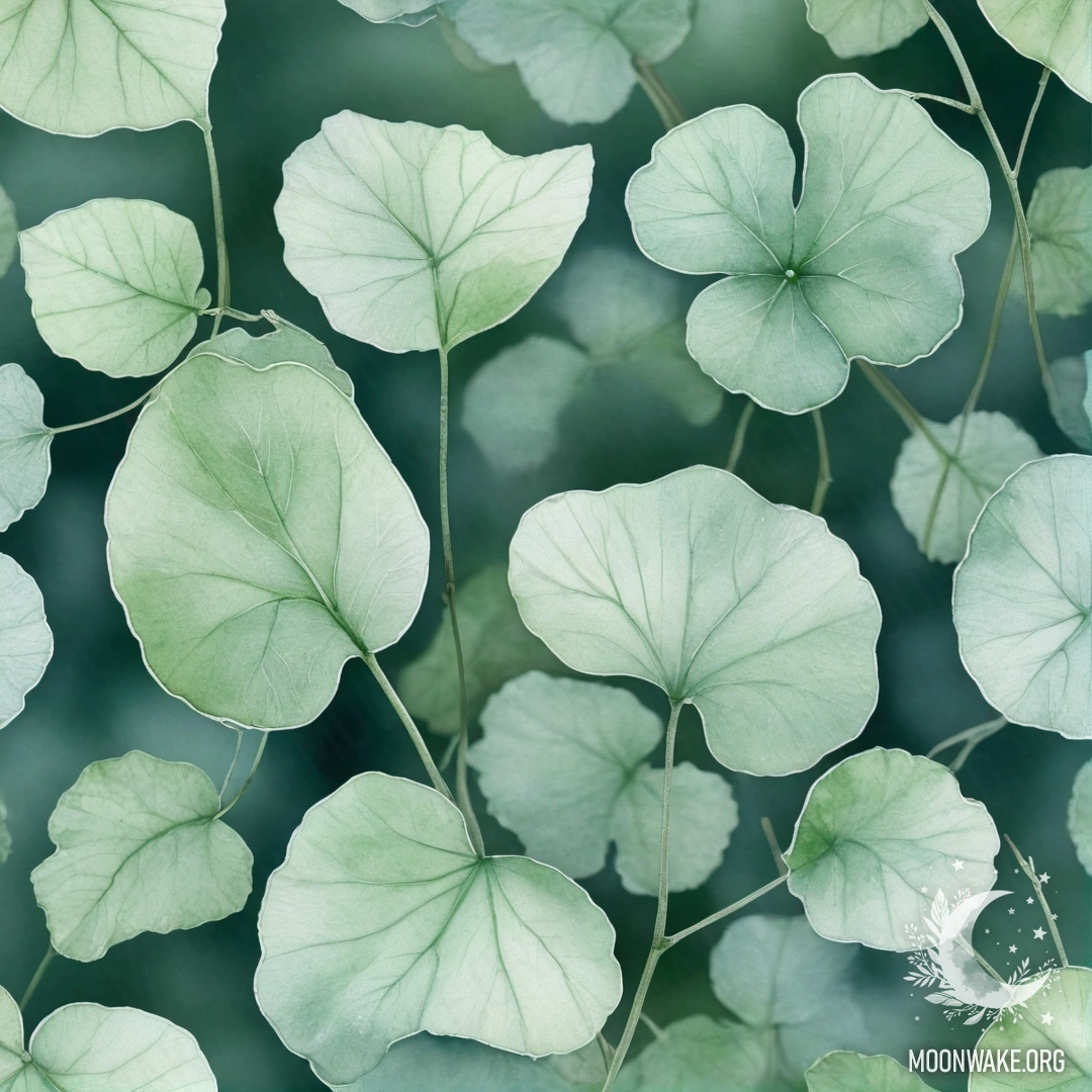 A delicate green lunaria plant against a frosty background, reminiscent of winter.