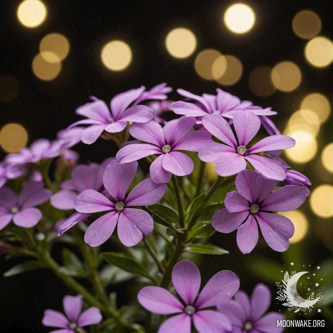 Minimalist Phlox at Night A serene minimalist depiction of phlox flowers against a lime-colored night sky.
