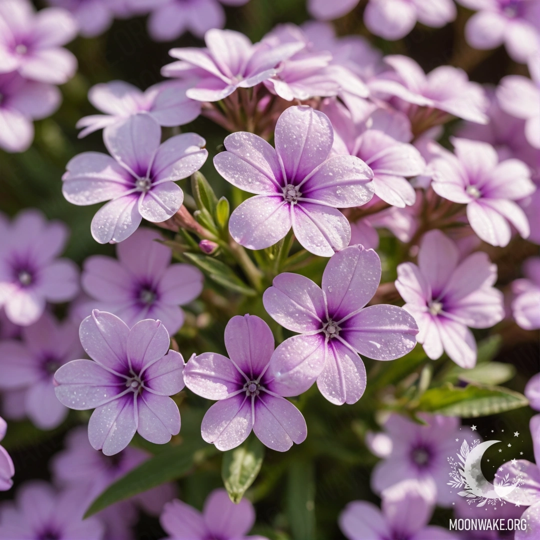 A delicate mint phlox illuminated by sunny rays and sequins.