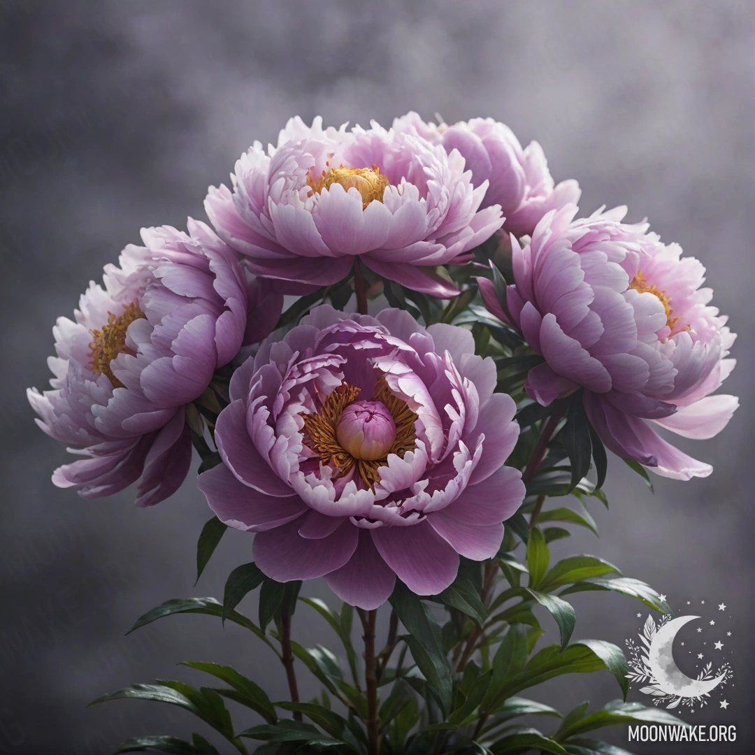 Misty Purple Peony Bouquet A bouquet of purple peonies enveloped in fog.