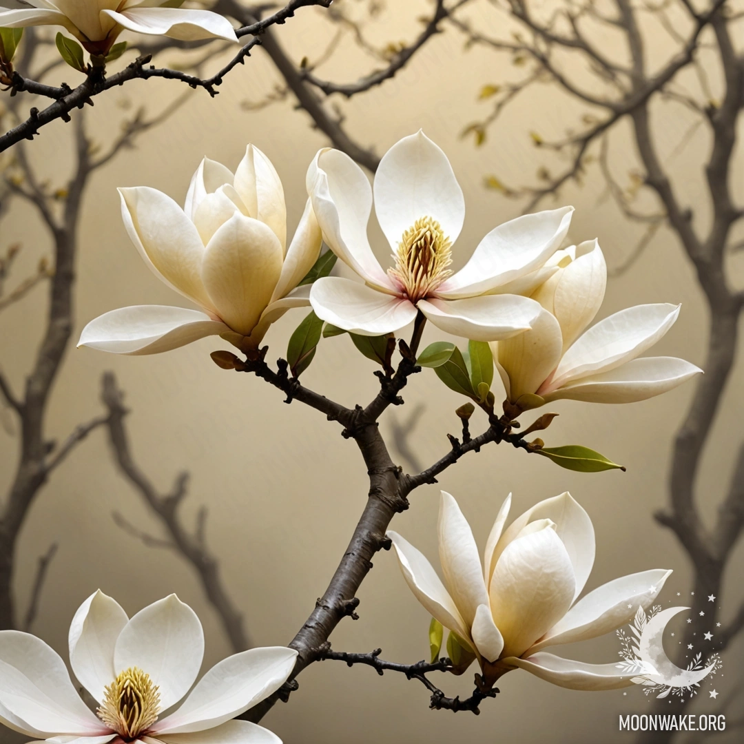 A sweet magnolia flower with cream yellow petals, set against a foggy background.
