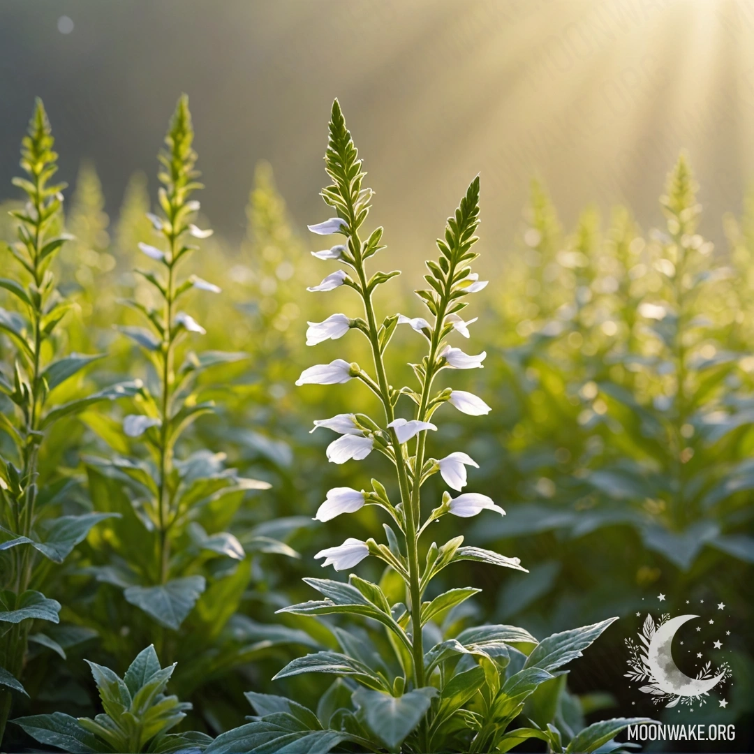 A vase holding delicate lily of the valley flowers in frost.