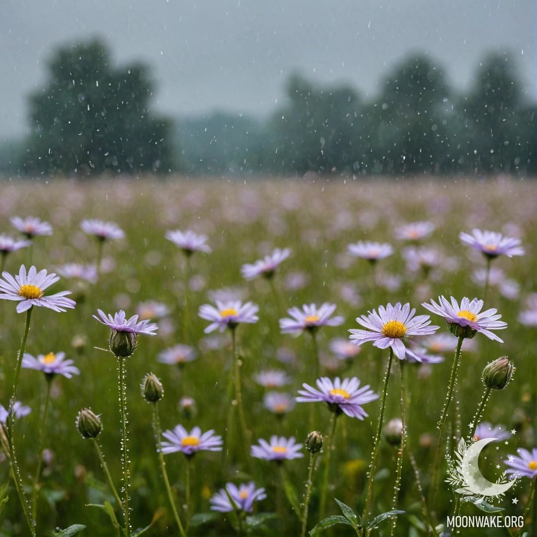 Close up of delicate flowers in a field with a blurred bokeh background