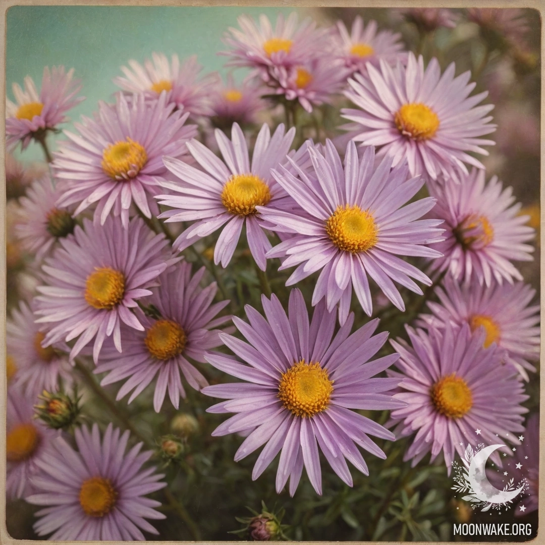 A beautiful aster background in pastel colors reminiscent of an old postcard.