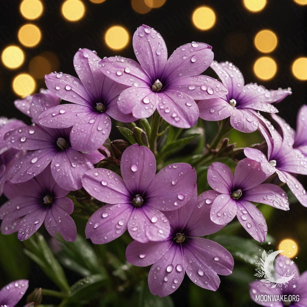 A serene bouquet of sky blue mimosa flowers in the night.