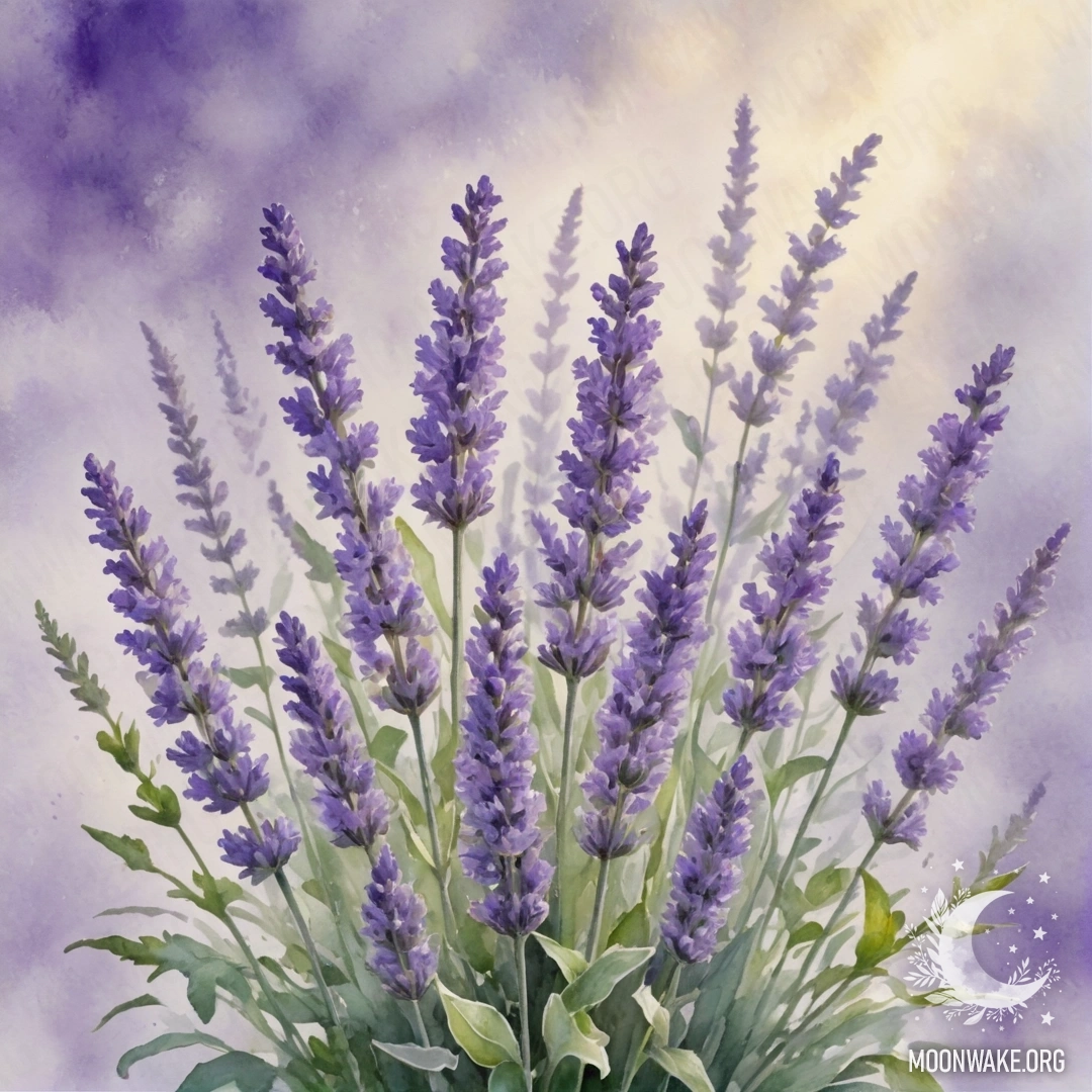 A bouquet of lavender surrounded by mist and sunlight.