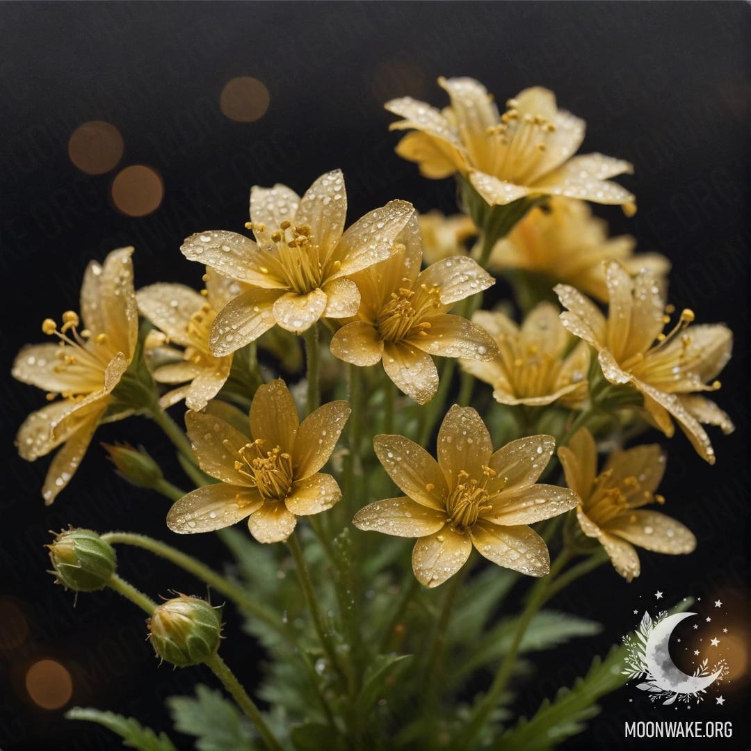 Misty Oleander in Aquamarine Light A serene oleander surrounded by mist and sunny rays, sparkling in aquamarine color.