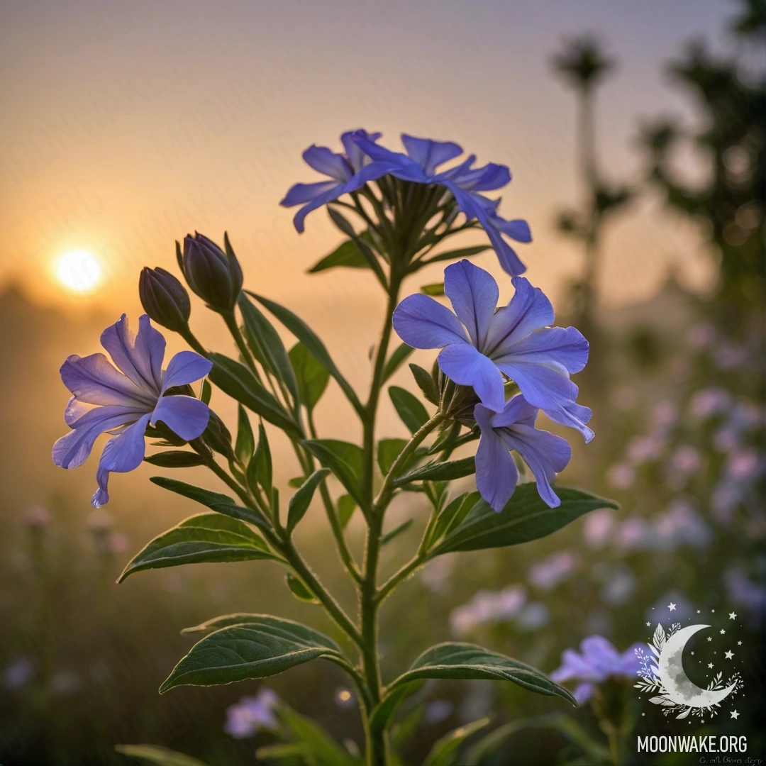 Peaceful Phlox Bouquet at Sunset A bouquet of green phlox flowers surrounded by mist at sunset.