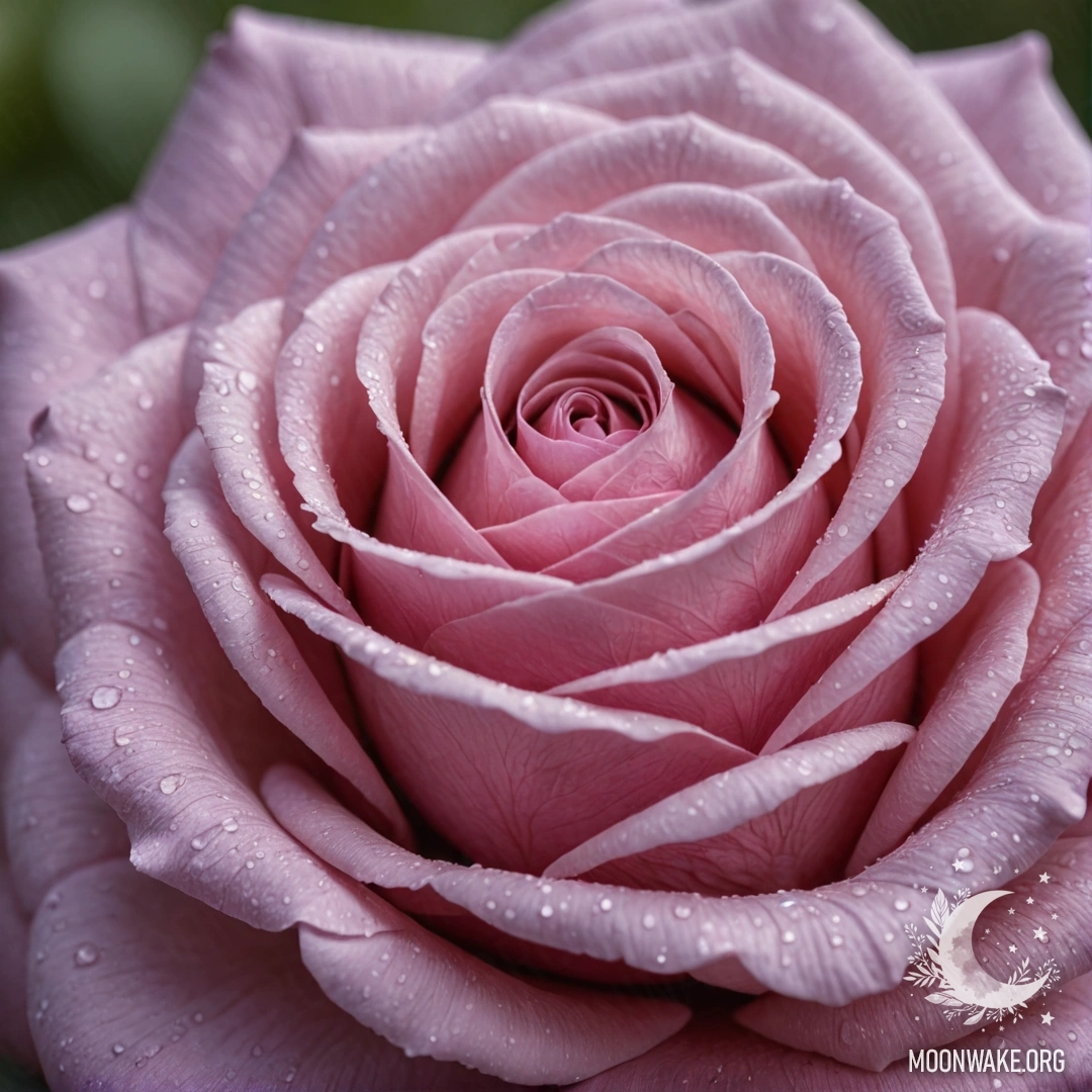 An impressionistic depiction of a peaceful rose made of silk on a lavender background.