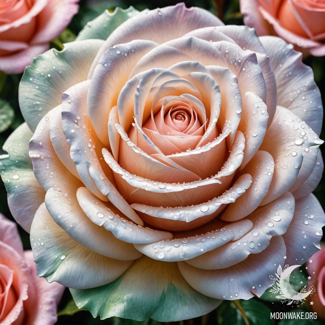 Pearly Rose Blossom A delicate rose with pearl-like petals, shimmering softly.
