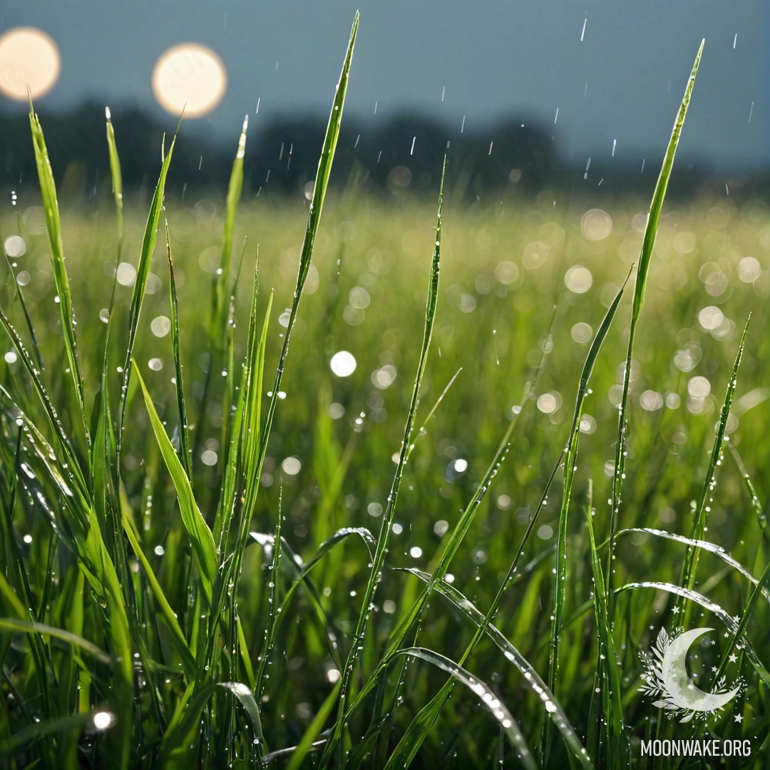 Rainy Day in a Peaceful Field Close-up of grass in a peaceful field against a blurred sky during rain.