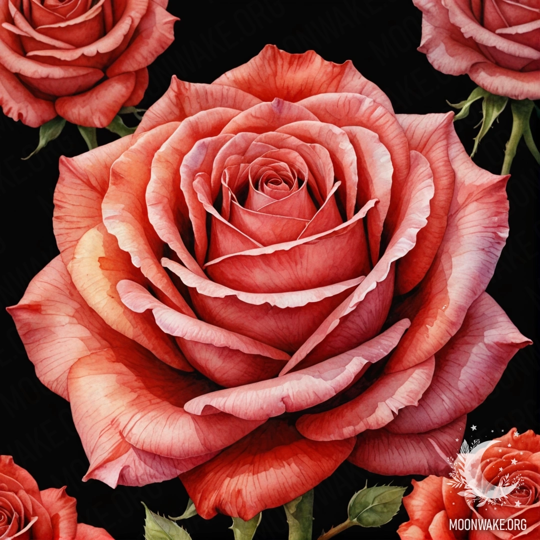 A watercolor painting depicting a flame shaped like a red rose.