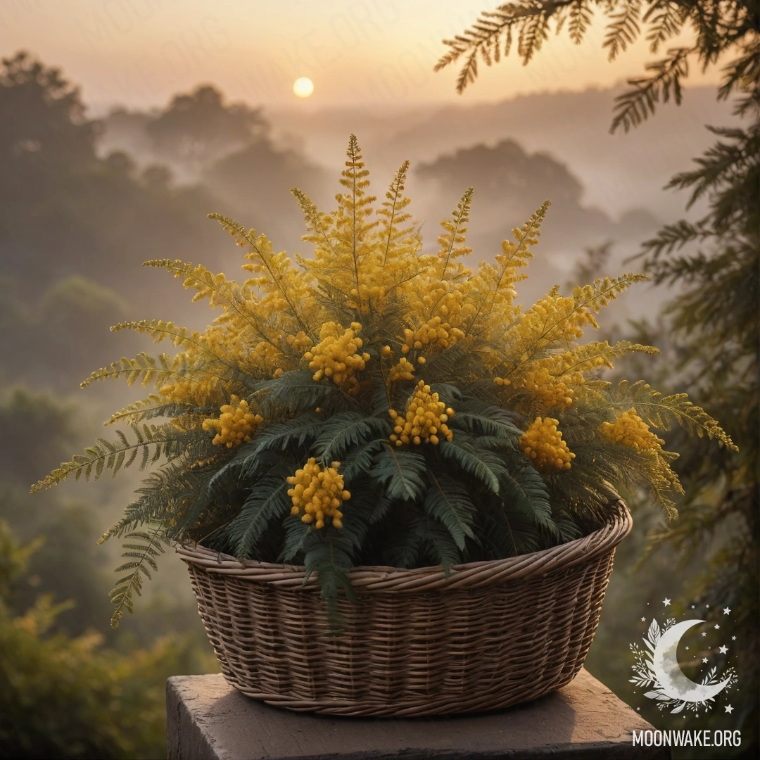 A basket filled with delicate dandelions at sunset, showcasing soft pastel colors.