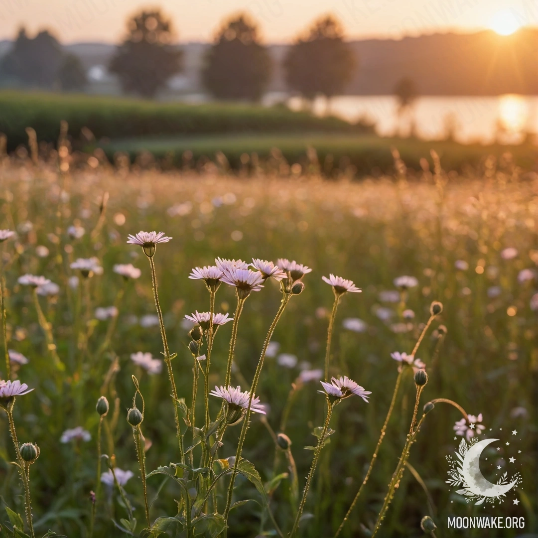 Romantic Field Flowers at Sunset Close-up of field flowers set against a bokeh sunset