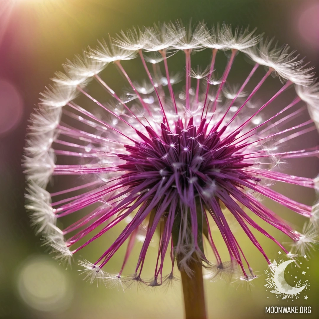 Romantic Fuchsia Dandelion with Sunshine A romantic fuchsia dandelion adorned with sunny rays and rhinestones.