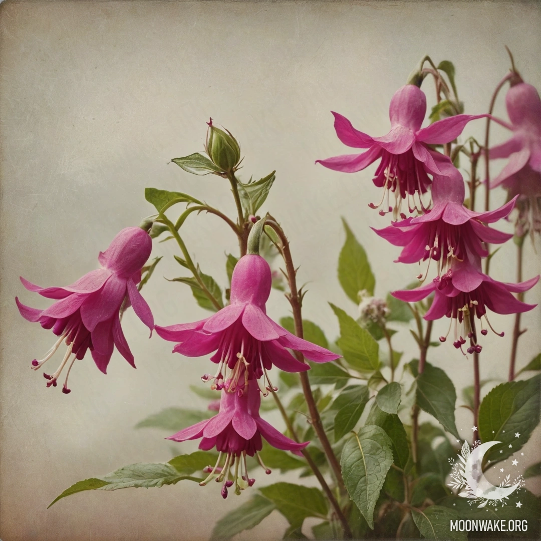 A bouquet of fuchsia wildflowers veiled in a soft mist.