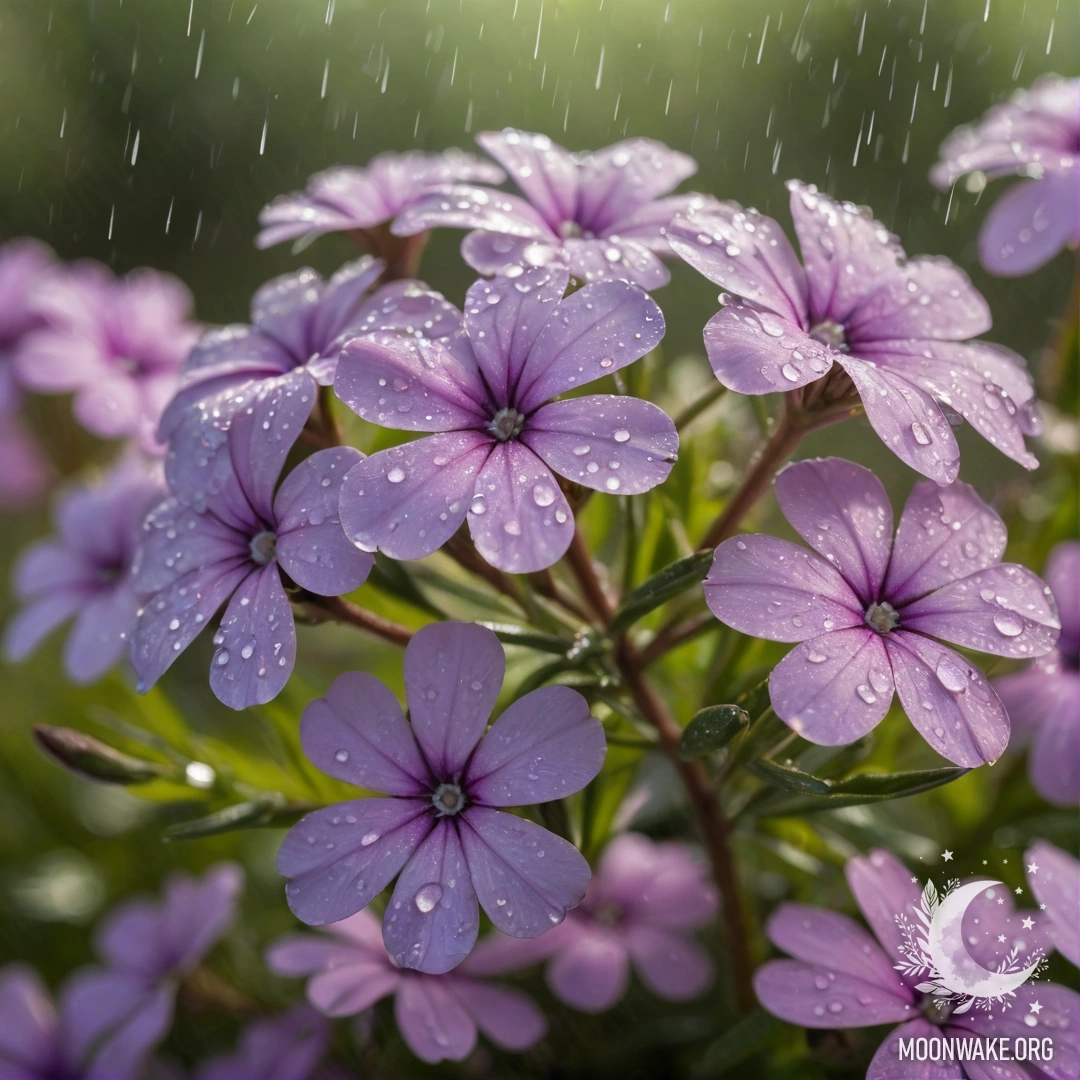 Romantic Lavender Carnation in Rain A romantic lavender carnation surrounded by mist and rain, illuminated by rays of sunshine.