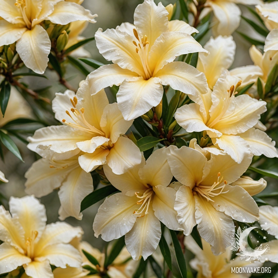 Romantic Oleander Patterns in Cream Yellow A delicate pattern of cream yellow oleander flowers, inspired by impressionism.
