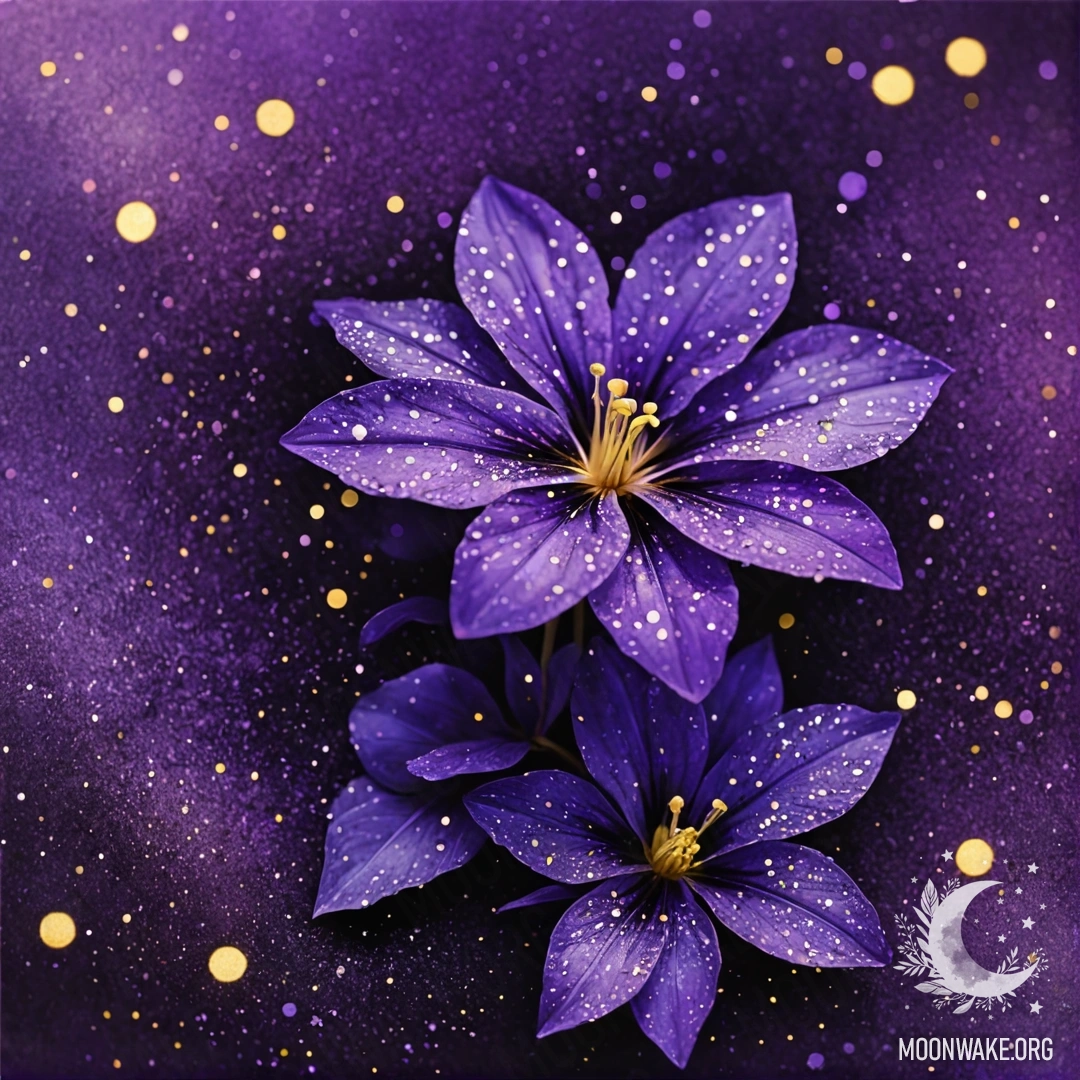 A beautiful night scene with deep violet skies and golden glittering accents.