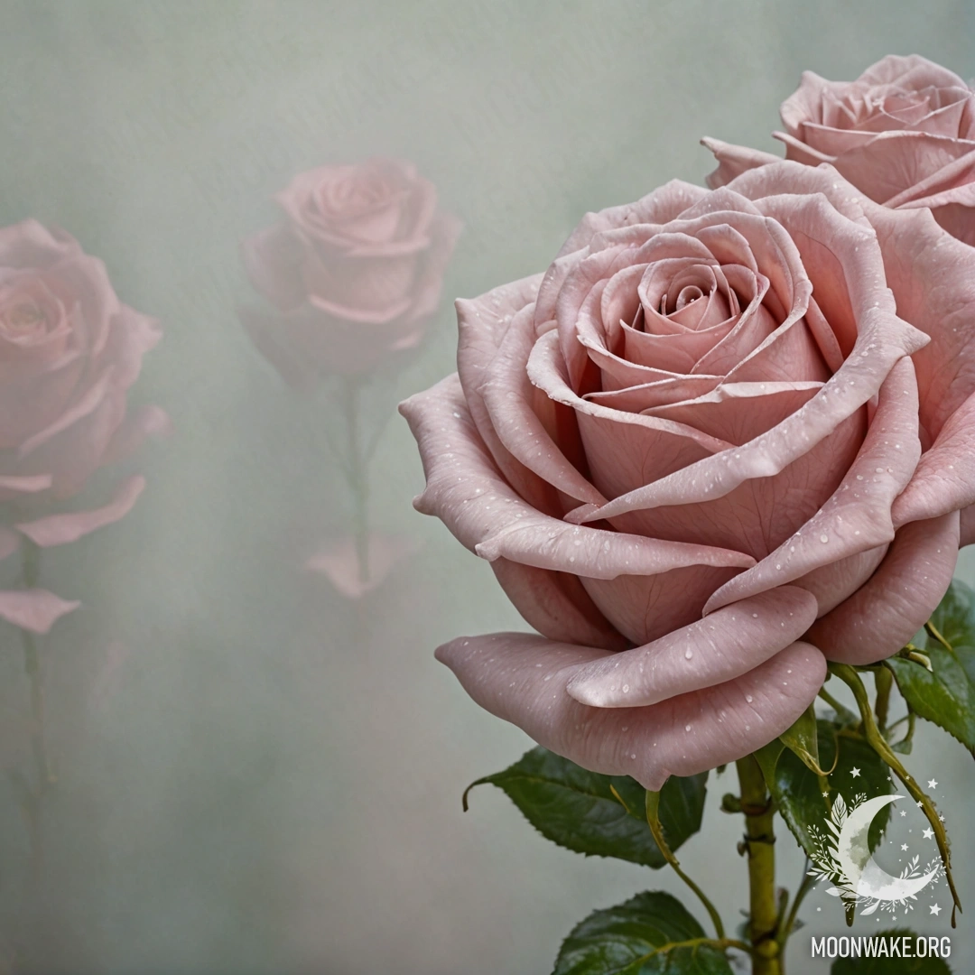 A delicate rose formed from ethereal fog, blending into the atmosphere.