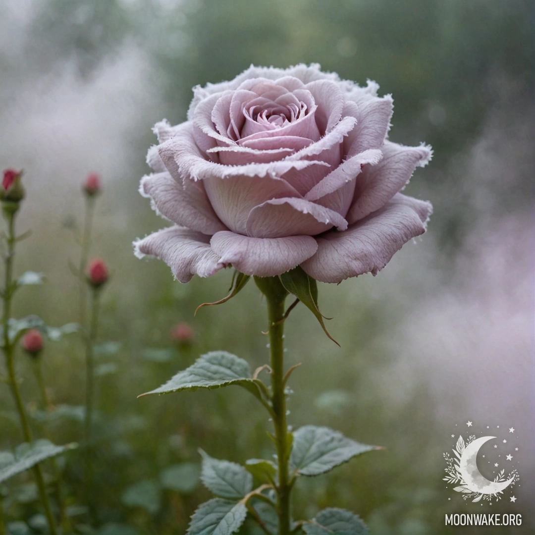 Rose Made of Mist A delicate rose formed from ethereal mist, gently swaying.