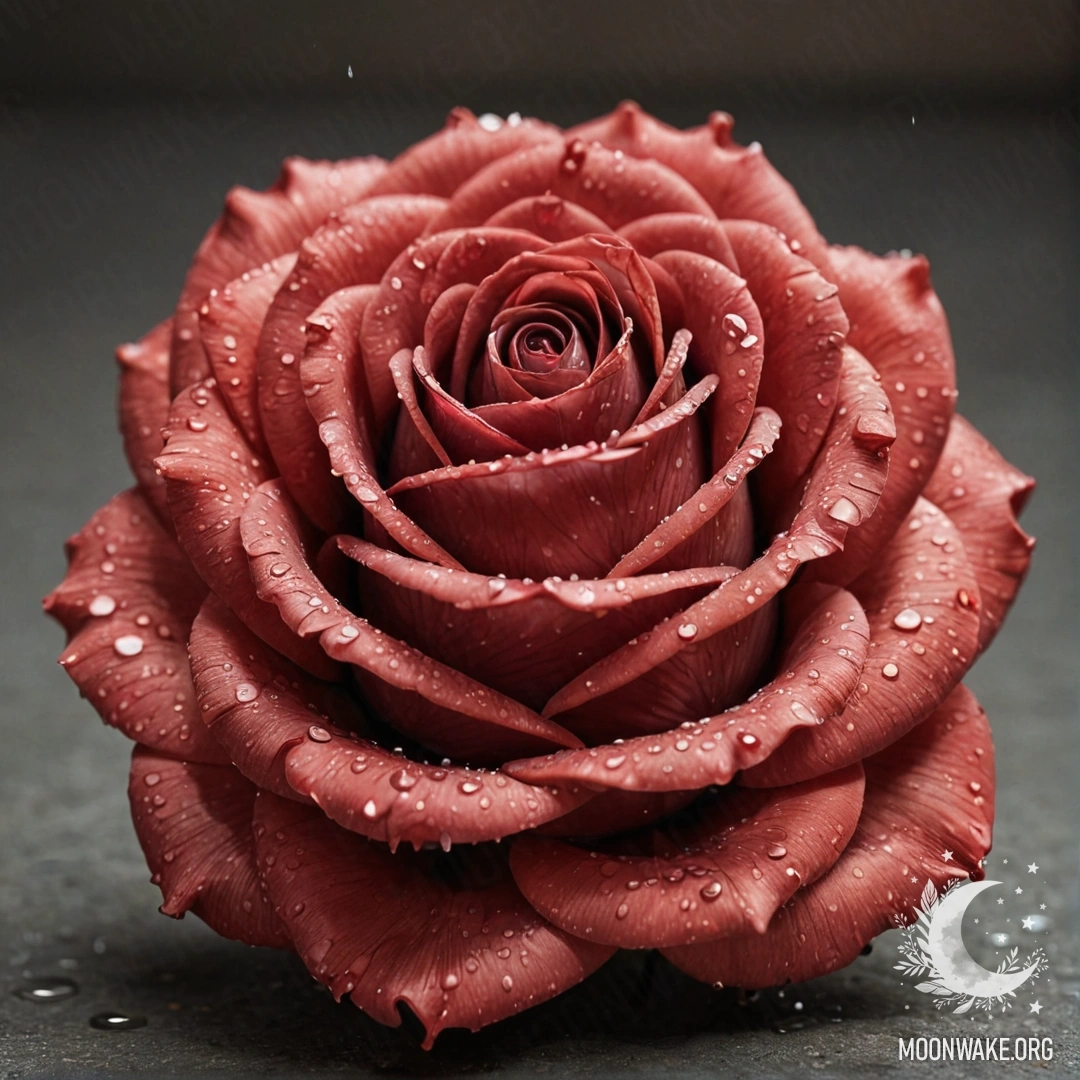 A delicate rose crafted entirely from shimmering water.