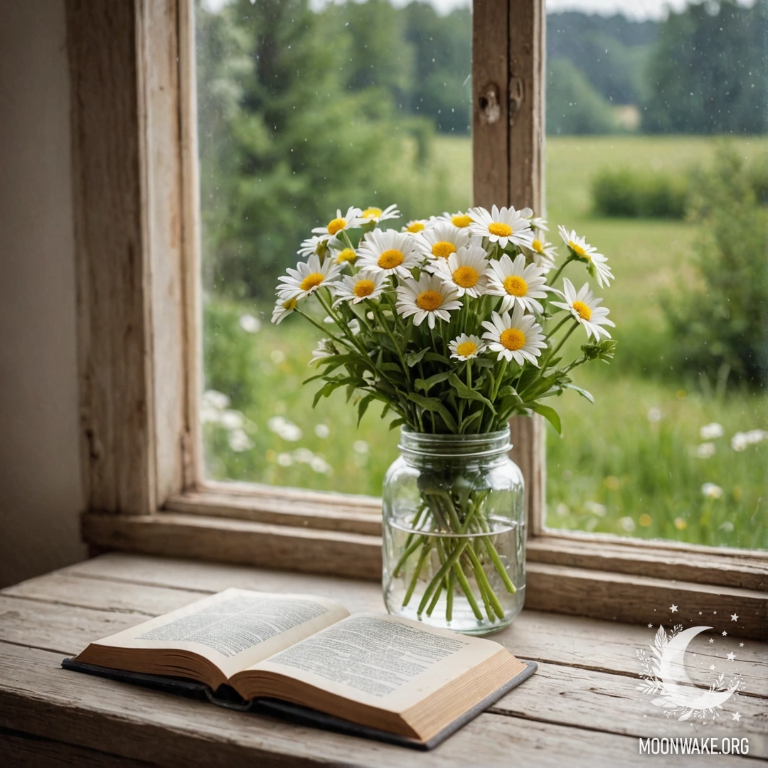 A shabby, rustic door adorned with twigs and flowers on the handle, bathed in warm sunset light.