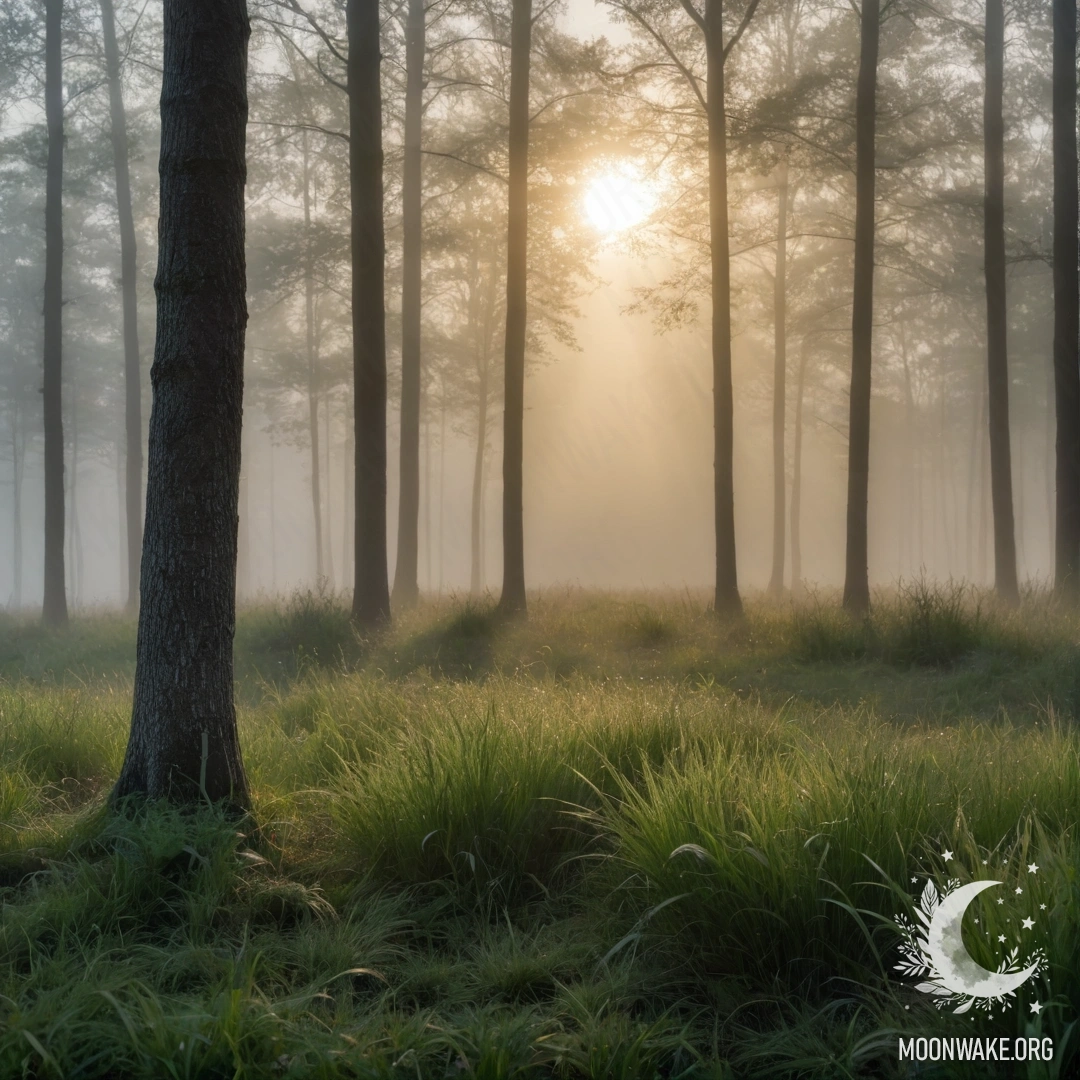 Sunlit Grass in a Dreamy Forest Close-up of grass with soft bokeh background of a forest and sun rays.