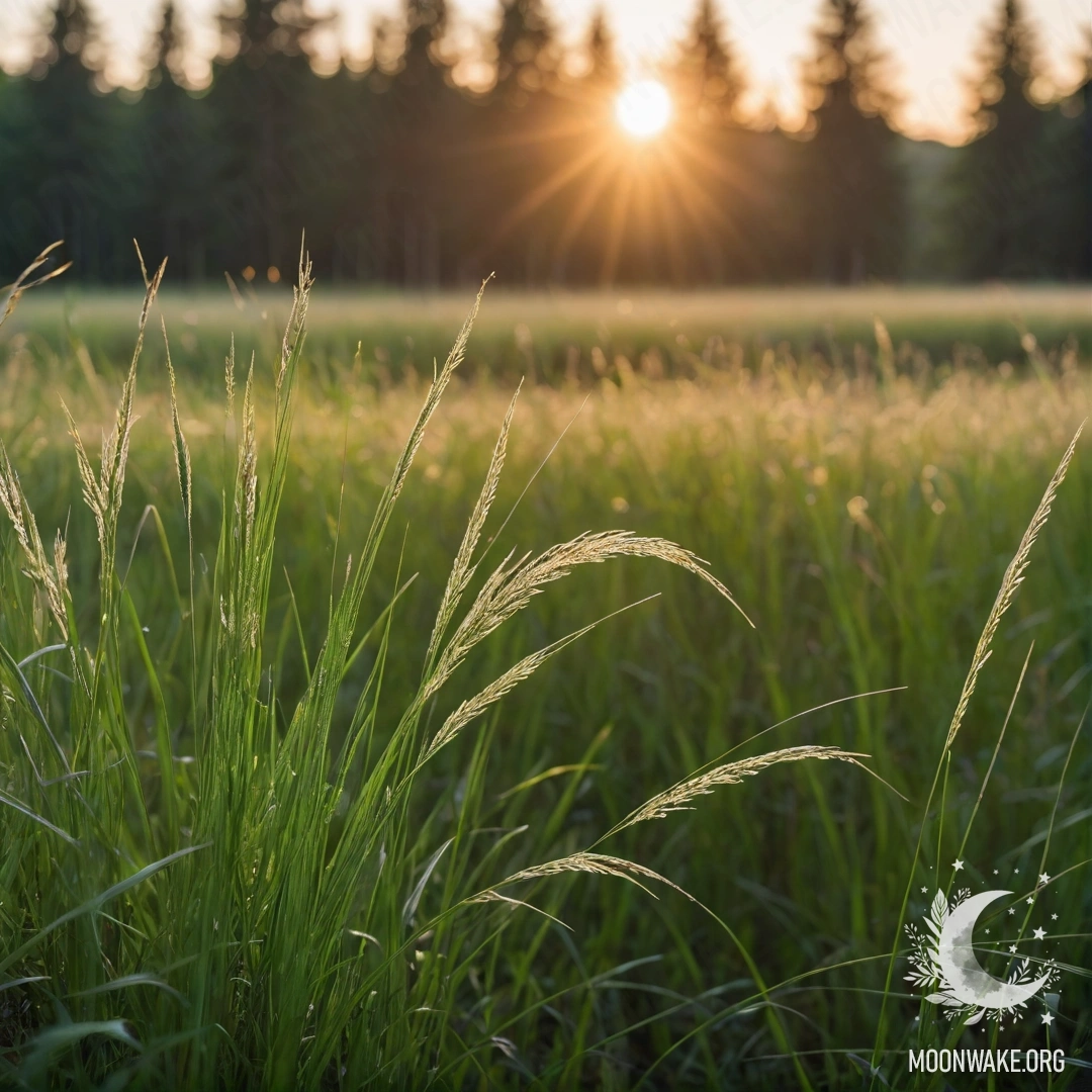 Sunset Field of Grass A close-up of grass in a field with a bokeh forest background during sunset.
