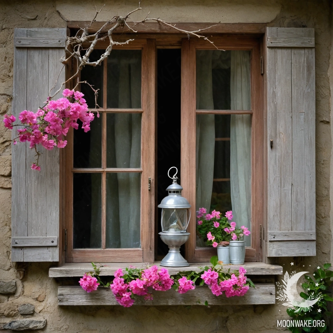 A close-up of daisies illuminated by the soft sunset light through the trees in a tranquil forest.
