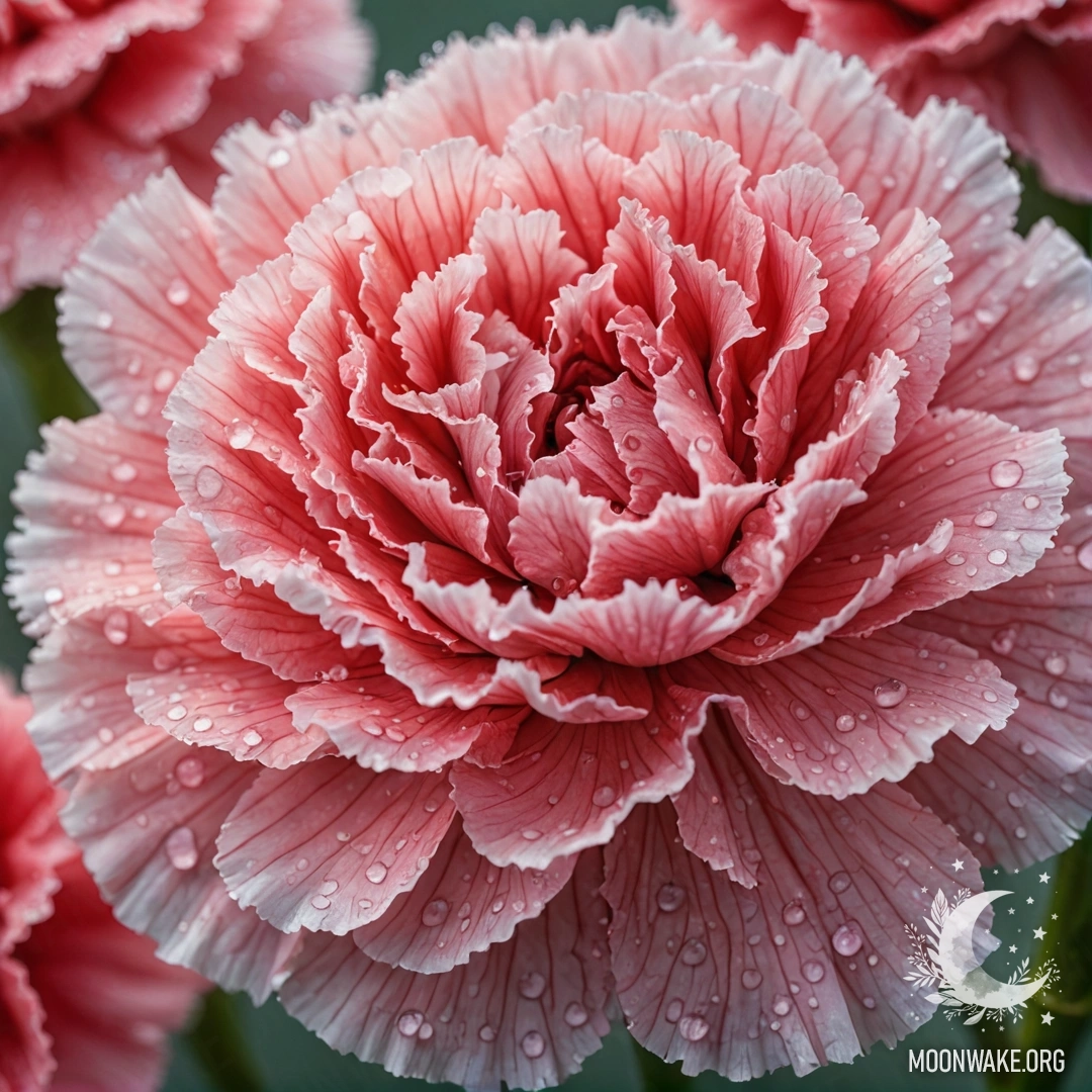 Sweet Carnation with Dew Drops A delicate carnation adorned with glistening dew drops in shades of sea wave color.