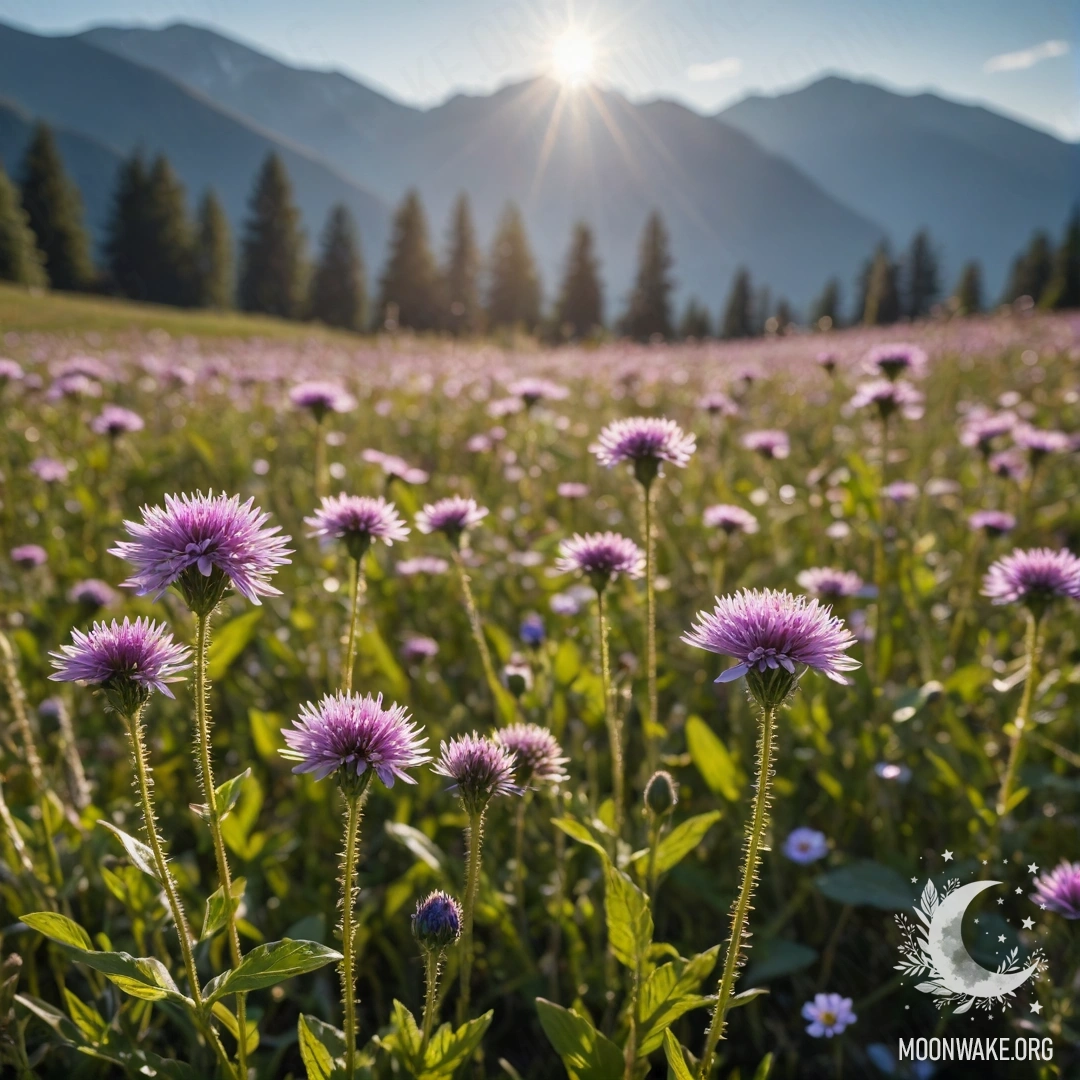 Sweet Field Flowers against Bokeh Mountains Close-up of sweet field flowers with a blurred mountain background.