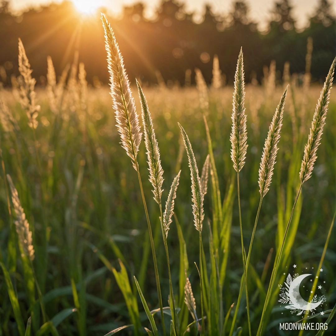 Sweet Field Grass at Sunset Close-up of sweet grass silhouetted against a bokeh sunset.