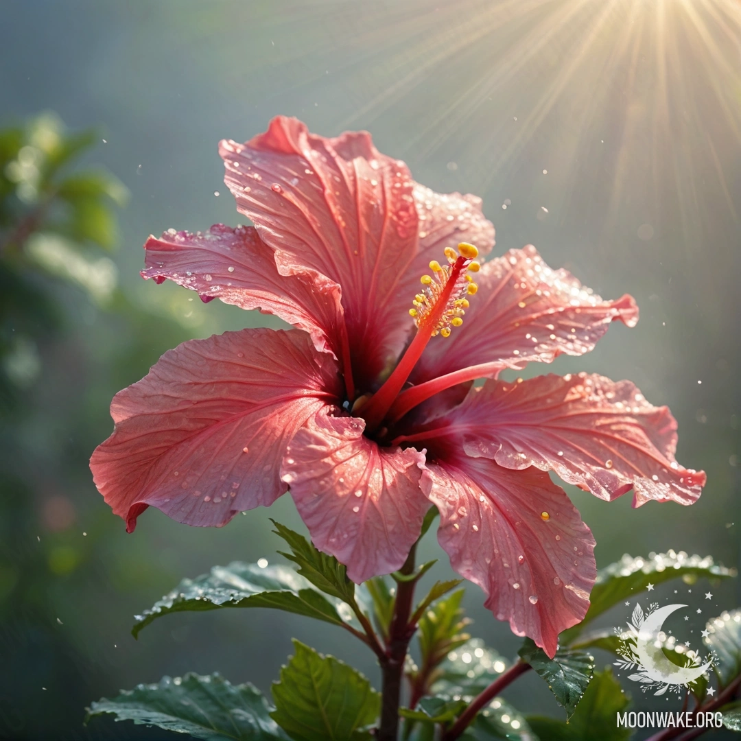 Sweet Hibiscus in Misty Rays A bouquet of hibiscus flowers surrounded by mist and sunlight.